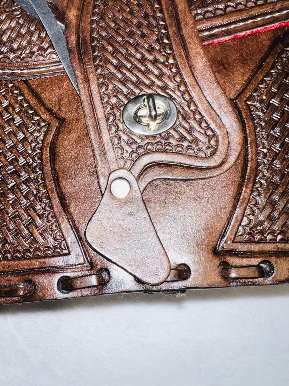 Hand Crafted Brown Woven Saddle-Style Shoulder Bag - Picture 6 of 15